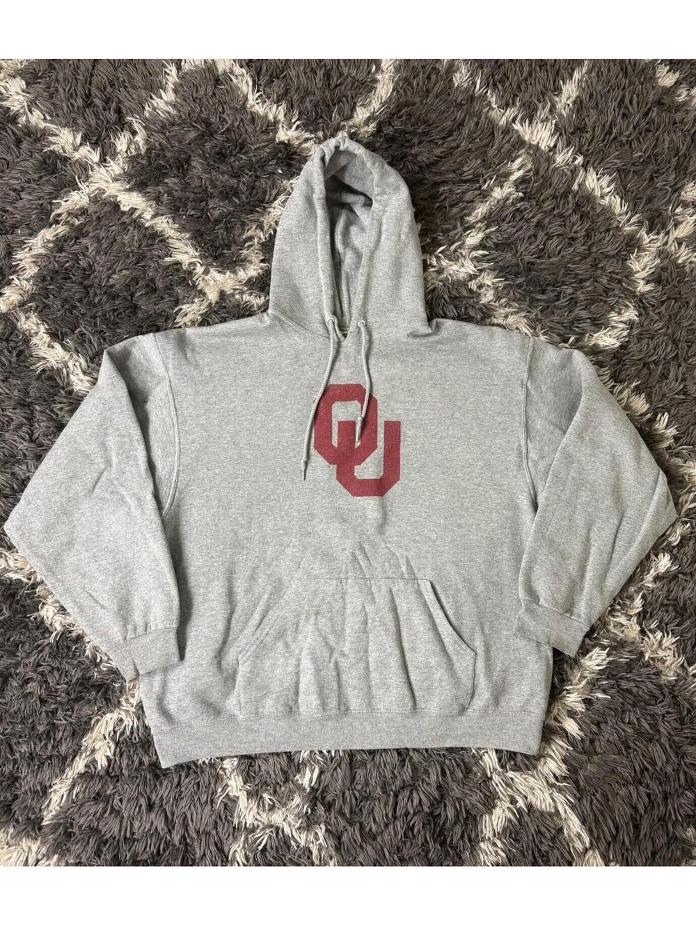 Vintage Oklahoma Sooners Hoodie Men’s XXL Jerzees Gray Pullover Sweatshirt
